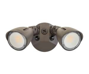 Keystone LED Dual Head Security Light Wattage/CCT Selectable 20W/15W/10W 3000K/4000K/5000K 80 CRI 120-277V No PIR Sensor Bronze (KT-SFLED20PS-D1-8CSB)