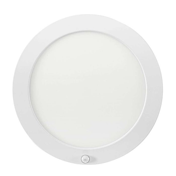 Keystone 9 Inch Round LED Closet Rated Surface Mount Downlight Power Select/CCT Selectable 14W/12W 2700K/3000K/3500K/4000K/5000K 120-277V Integrated PIR Sensor (KT-SMLED14PS-9RB-9CSF-ND-PIR)
