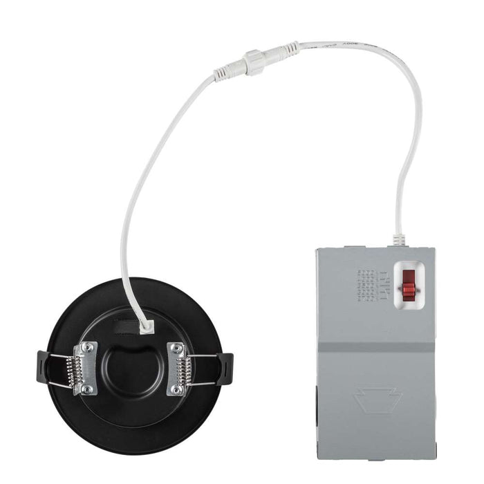 Keystone 3 Inch 6.5W LED Slim Wafer Downlight CCT Selectable 2700K/3000K/3500K/4000K/5000K 120V Phase Dimming Remote Driver Black (KT-WDLED6.5-3A-9CSF-FDIM-B)