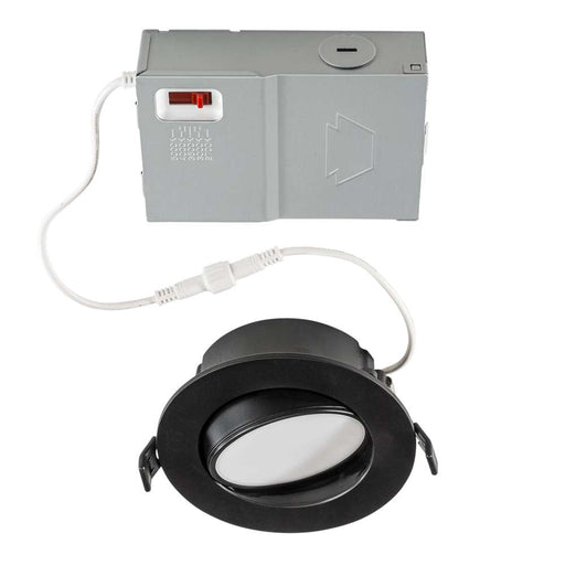 Keystone 4 Inch 8W LED Gimbal Wafer Downlight CCT Selectable 2700K/3000K/3500K/4000K/5000K 90 CRI 120V Triac Dimming Remote Driver Black (KT-WDLED8-4A-9CSF-FDIM-G-B)