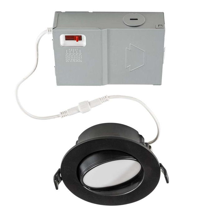 Keystone 4 Inch 8W LED Gimbal Wafer Downlight CCT Selectable 2700K/3000K/3500K/4000K/5000K 90 CRI 120V Triac Dimming Remote Driver Black (KT-WDLED8-4A-9CSF-FDIM-G-B)