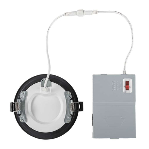 Keystone 4 Inch 9W LED Slim Wafer Downlight CCT Selectable 2700K/3000K/3500K/4000K/5000K 90 CRI 120V Triac Dimming Remote Driver Black (KT-WDLED9-4A-9CSF-FDIM-B)