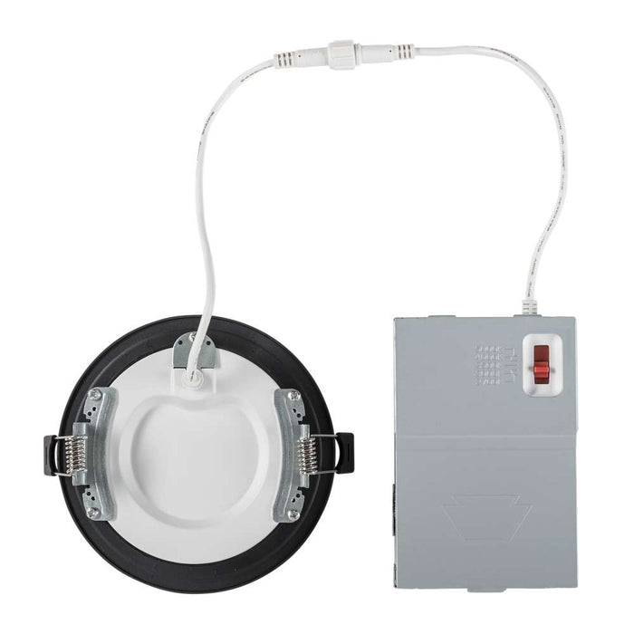 Keystone 4 Inch 9W LED Slim Wafer Downlight CCT Selectable 2700K/3000K/3500K/4000K/5000K 90 CRI 120V Triac Dimming Remote Driver Black (KT-WDLED9-4A-9CSF-FDIM-B)