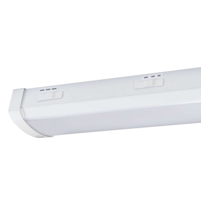 Keystone 2 Foot Wrap Fixture Series B Power Select/CCT Selectable 22W/14W/9W 120-277V 3500K/4000K/5000K Frosted Lens 0-10V Dimming (KT-WLED22PS-2B-8CSA-VDIM)