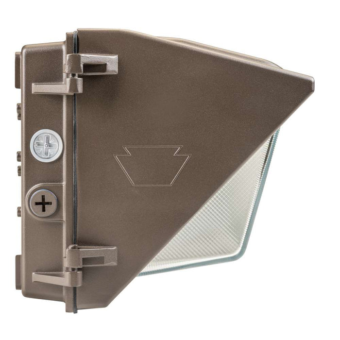 Keystone LED Open Face Wall Pack Selectable 120W/100W/80W 3000K/4000K/5000K 120-277V 0-10V Dimming Photocell Bronze Integrated 10W Emergency Battery Backup (KT-WPLED120PS-L1-8CSB-VDIM /EM10)