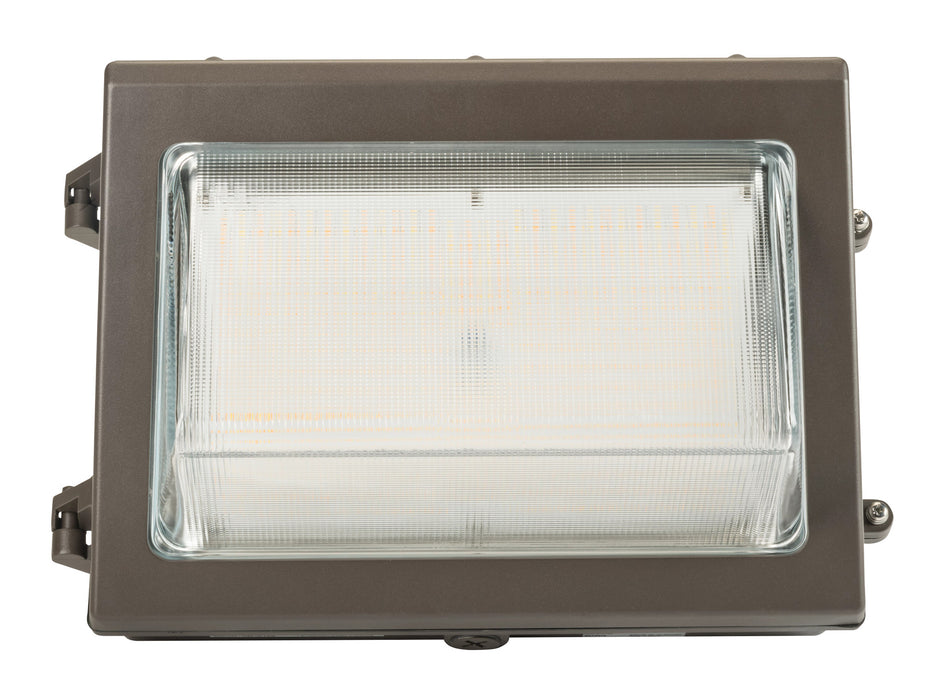 Keystone LED Wall Pack 175-250W Equivalent 55W 7370Lm Standard Bronze Traditional Open Face Medium Housing 0-10V Dimming Borosilicate Glass Lens (KT-WPLED55-M1-8CSB-VDIM)