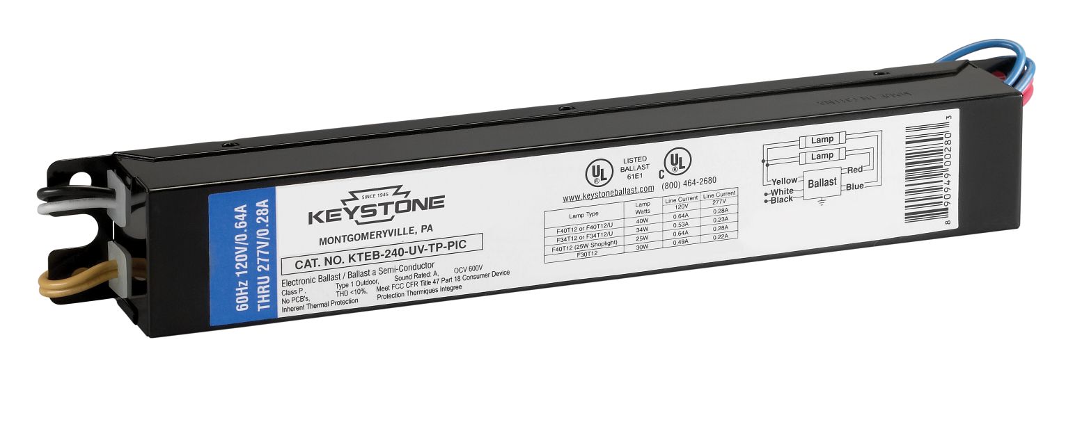 Keystone 2 Lite F40T12 HPF Electronic Ballast (KTEB-240-UV-TP-PIC-DP)