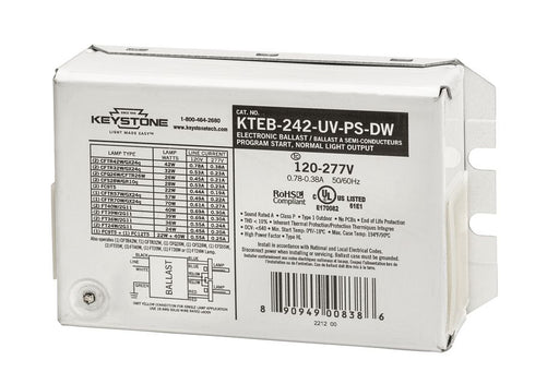 Keystone 1 Or 2X42W Compact Fluorescent Ballast Or 1 Or 2X 40W Biax 120-277V Program Start End Of Life Protected (KTEB-242-UV-PS-DW-CP)