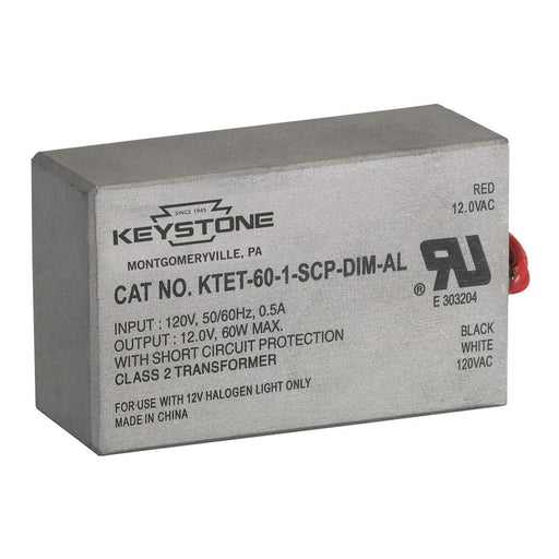 Keystone 60W Low Voltage Halogen Transformer 120V Input 12V Output Class 2 (KTET-60-1-SCP-DIM-AL-DP)