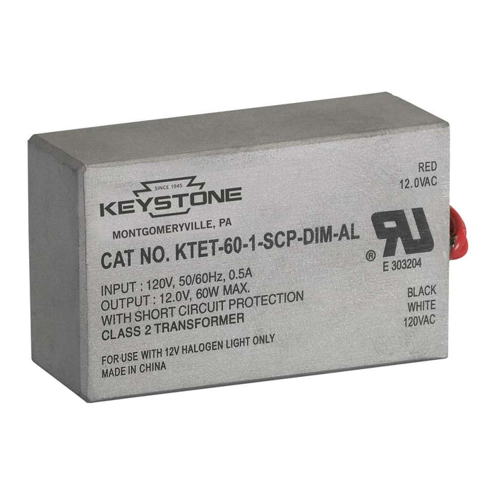 Keystone 60W Low Voltage Halogen Transformer 120V Input 12V Output Class 2 (KTET-60-1-SCP-DIM-AL-DP)