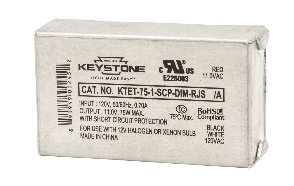 Keystone 75W Transformer 12V Output With Studs (KTET-75-1-SCP-DIM-RJS /A-CP)