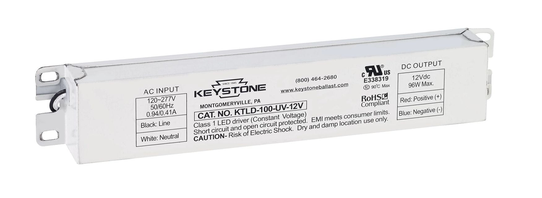 Keystone 100W Maximum 12V Output LED Driver (KTLD-100-UV-12V-CP)