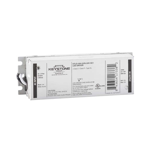 Keystone LED Driver Constant Voltage 96W 24V 4A Single Channel Output 120-277Vac Input Normal Power Factor Flying Leads (KTLD-100-UVN-24V-SC1)