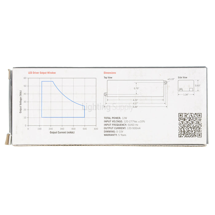 Keystone Constant Power Programmable LED Driver 12W 120-500Ma Output 120-277V 0-10V Dimming (KTLD-12-UV-SC500-56-VDIM-AF1 /USB)