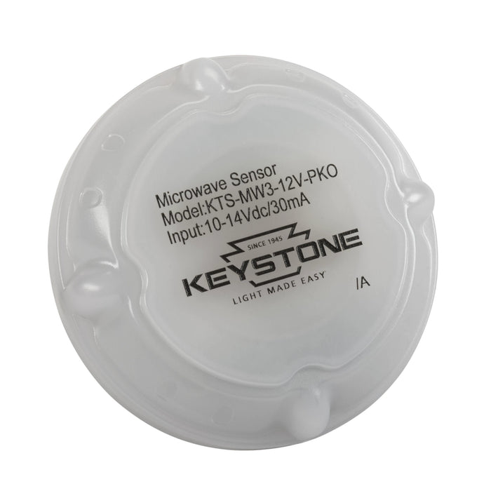 Keystone Microwave Sensor 12V Easy Pin Base Installation Through Threaded 1/2 Inch Knockout (KTS-MW3-12V-PKO)