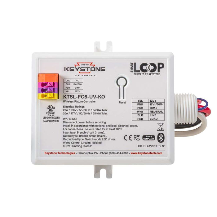Keystone Bluetooth Mesh Wireless Fixture Controller For Smartloop System 120-277V 20A Max Load With 0-10V Dimming (KTSL-FC6-UV-KO)