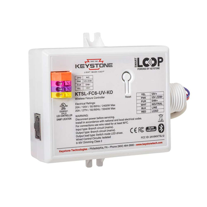 Keystone Bluetooth Mesh Wireless Fixture Controller For Smartloop System 120-277V 20A Max Load With 0-10V Dimming (KTSL-FC6-UV-KO)