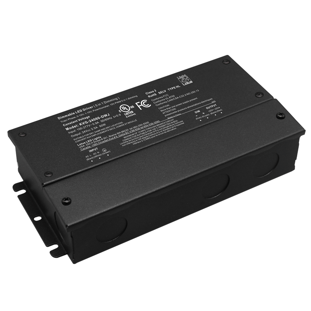 Lotus LED Lights KVG-24060-DWJ 24V 60W 5-In-1 Dimmable cULus Driver ...
