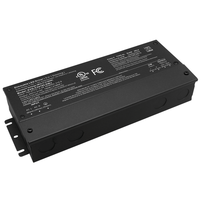 Lotus LED Lights 24V 192W 5-In-1 Dimmable cULus Driver With Built-In Wiring Chambers 120-277V Class 2 Type HL Constant Voltage (KVG-C24192-DWJ)