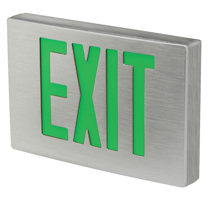 Best Lighting Products Exit Sign Single Face Green Letters Aluminum Housing White Face Panel Battery Backup (KXTEU1GAWEMSDT)