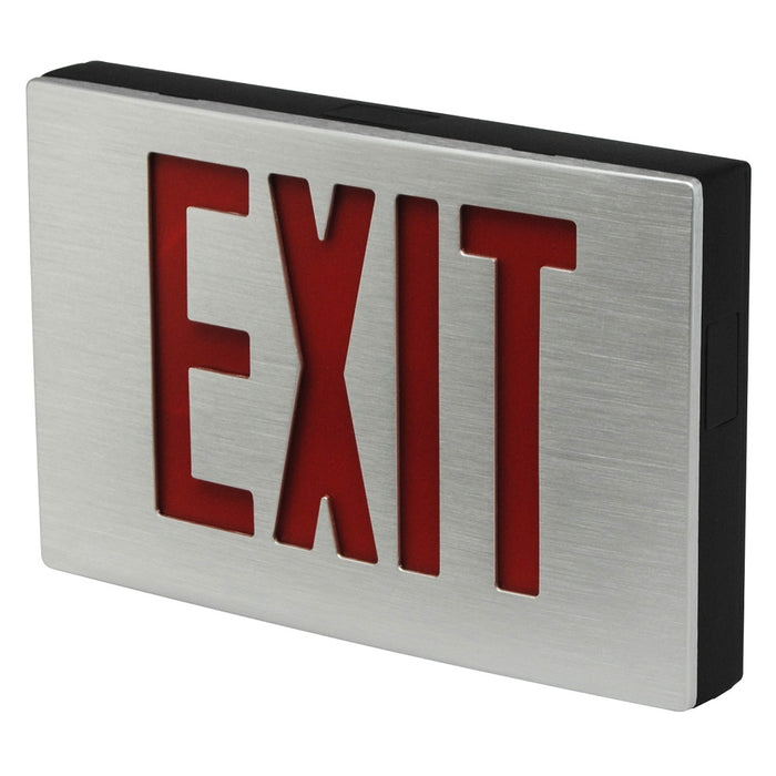 Best Lighting Products Exit Sign Single Face Red Letters Aluminum Housing Black Face Panel Battery Backup (KXTEU1RABEMSDT-TP-USA)