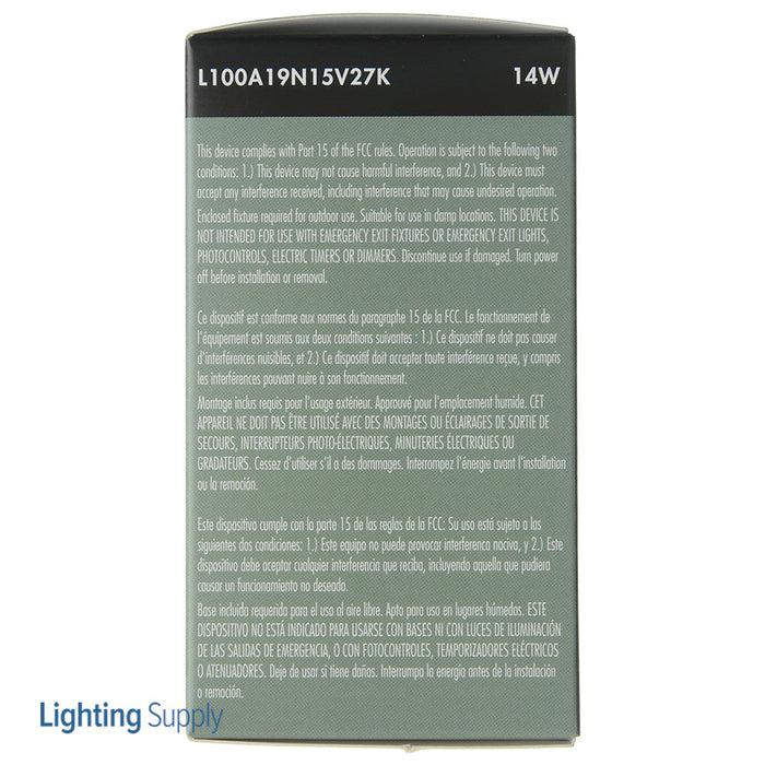 TCP LED 14W A19 Non-Dimmable 2700K Proline (L100A19N15V27K)