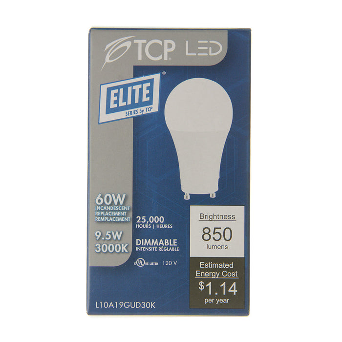 TCP LED 9.5W A19 GU24 Base Dimmable 3000K 850Lm 120V 80 CRI (L10A19GUD30K)