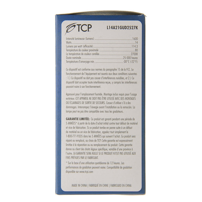 TCP LED 14W A21 GU24 Dimmable 2700K (L14A21GUD2527K)
