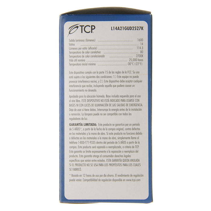 TCP LED 14W A21 GU24 Dimmable 2700K (L14A21GUD2527K)