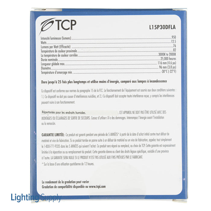 TCP LED 15W P30 3000K Allusion Narrow Flood (L15P30DFLA)