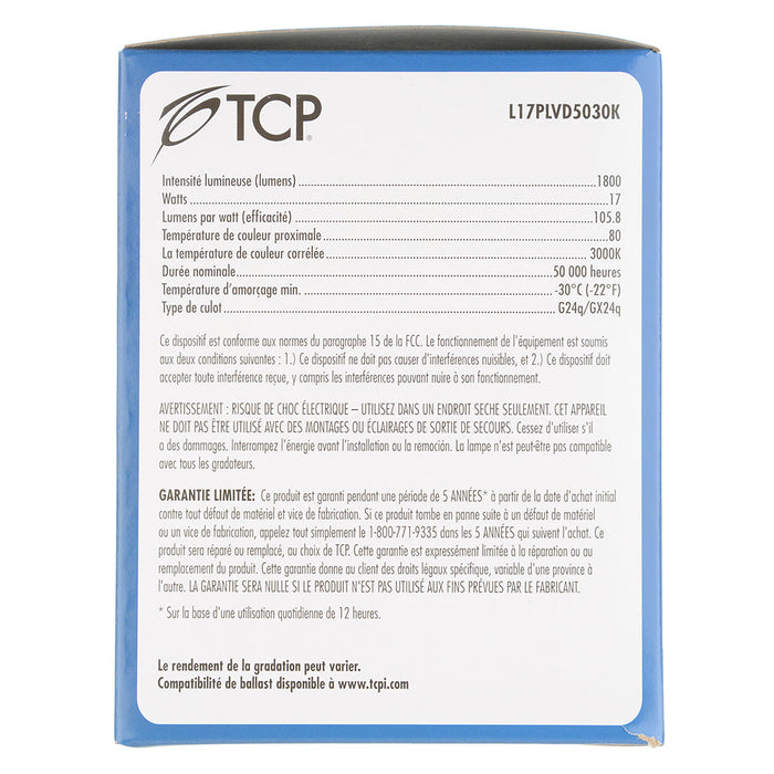 TCP LED 17W PL Vertical BR30 Dimmable 3000K (L17PLVD5030K)