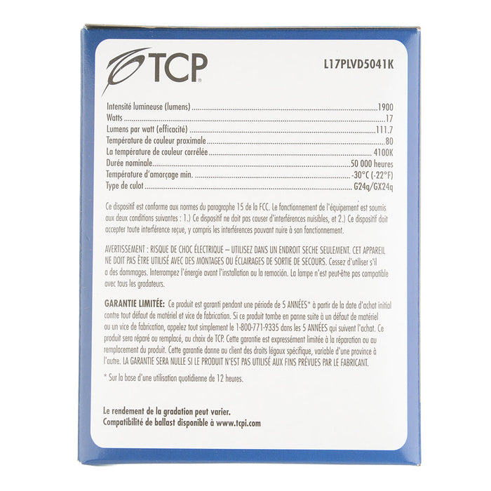 TCP LED 17W PL Vertical BR30 Dimmable 4100K (L17PLVD5041K)