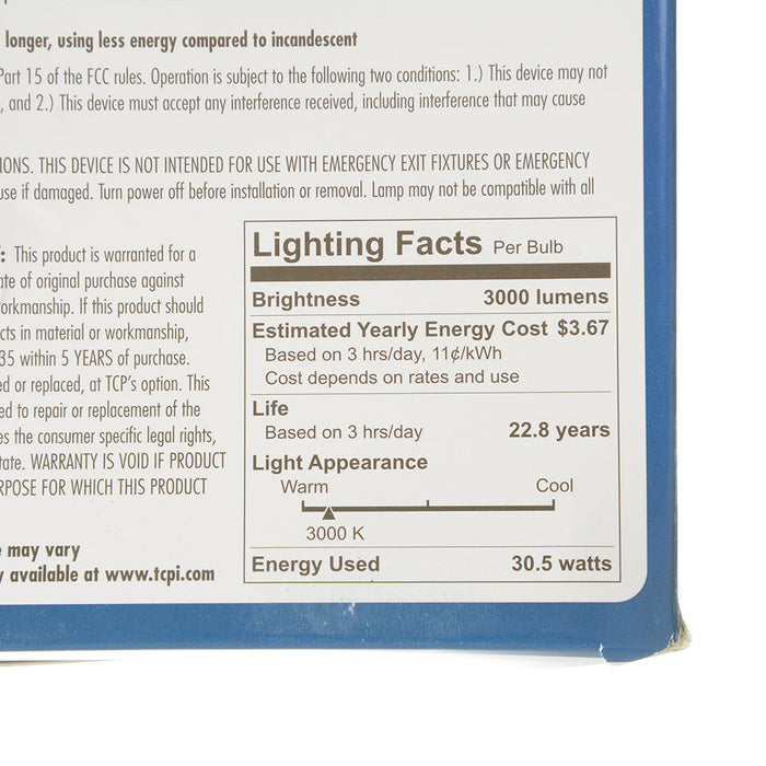 TCP LED 30W P38 Dimmable 3000K Flood (L30P38D2530KFL)