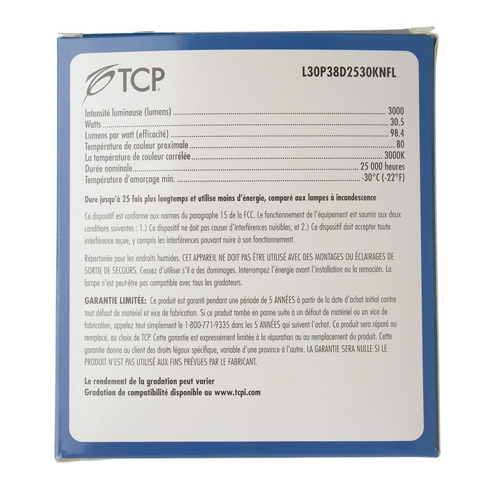 TCP LED 30W P38 Dimmable 3000K Flood (L30P38D2530KNFL)