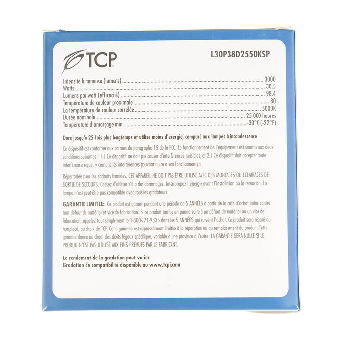 TCP LED 30W P38 Dimmable 5000K Spot Flood (L30P38D2550KSP)