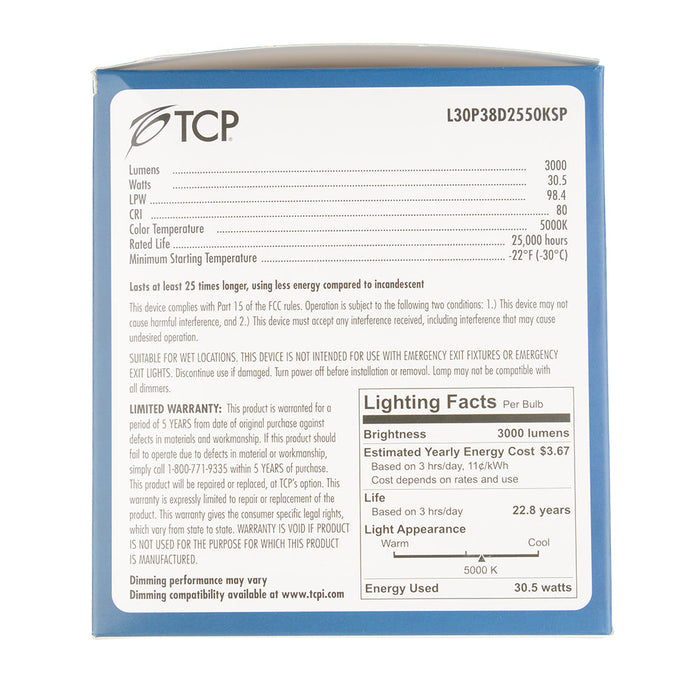 TCP LED 30W P38 Dimmable 5000K Spot Flood (L30P38D2550KSP)