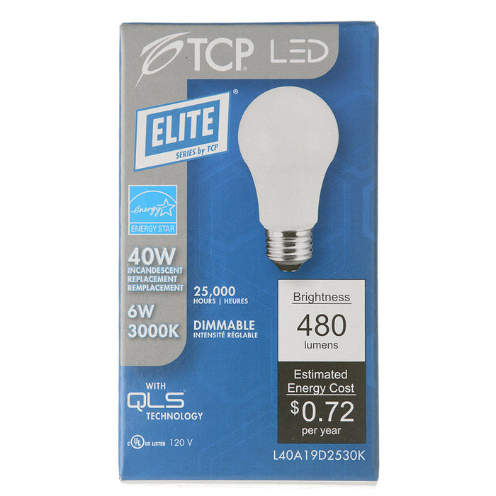 TCP LED 6W A19 Dimmable 3000K (L40A19D2530K)