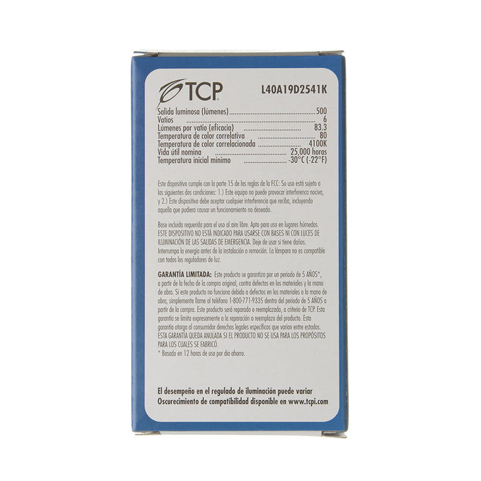 TCP LED 6W A19 Dimmable 4100K (L40A19D2541K)
