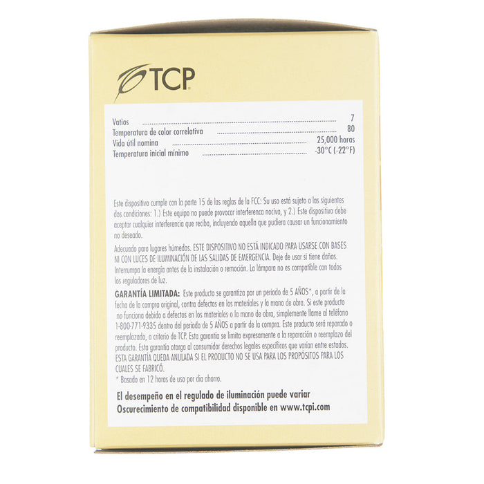 TCP LED 7W P20 Dimmable 3000K Flood (L50P20D2530KFL)