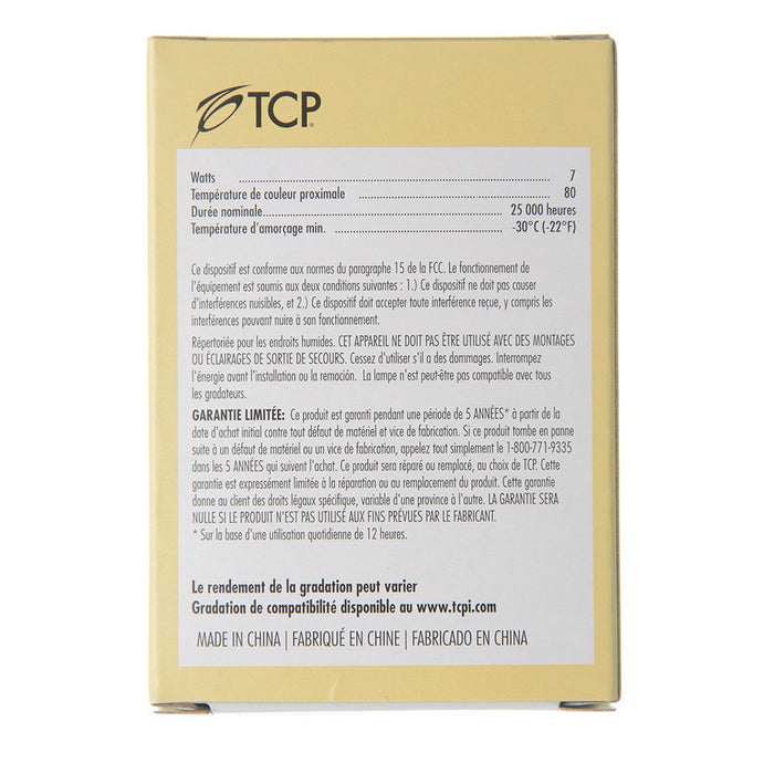 TCP LED 7W P20 Dimmable 3000K Flood (L50P20D2530KFL)