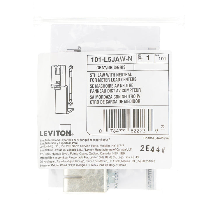 Leviton Load Center 5Th Terminal Accessory With Neutral For Meter Combination Enclosure With Mounting Screw And Instruction Sheet (L5JAW-N)