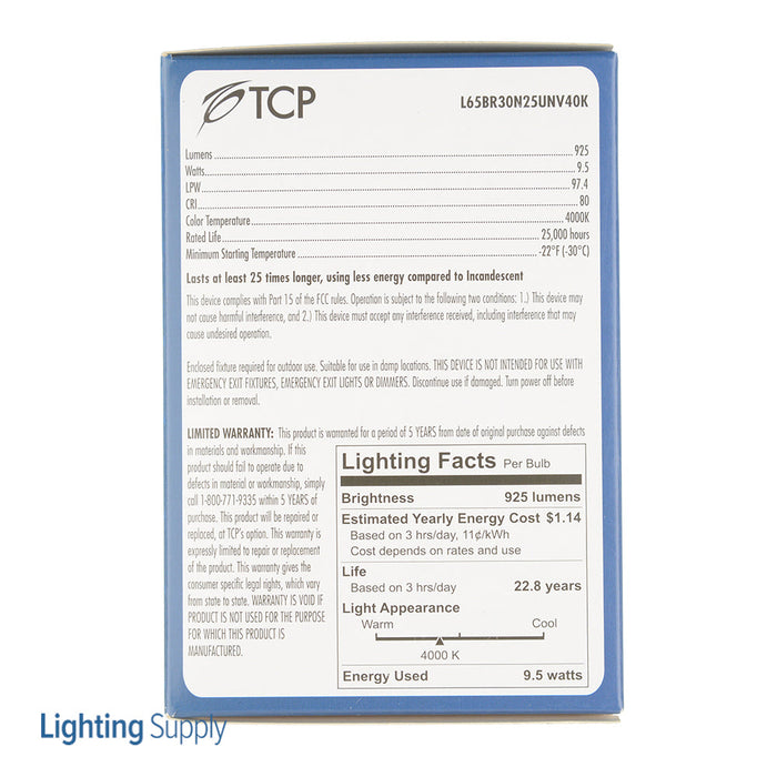 TCP LED 65W BR30 Universal 4000K Bulb (L65BR30N25UNV40K)