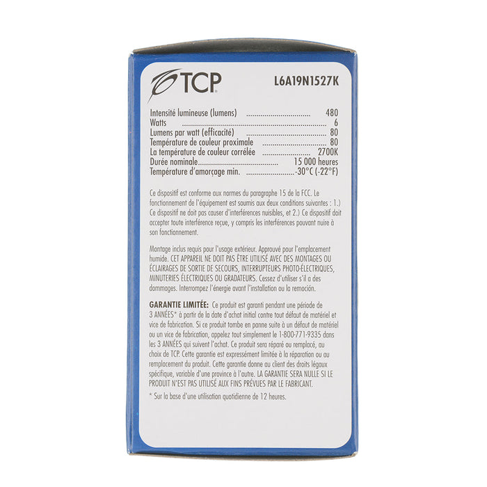 TCP LED 6W A19 Non-Dimmable 2700K (L6A19N1527K)