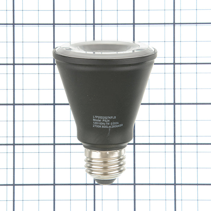TCP LED 7W PAR20 Dimmable 2700K Flood Black 40 Degree Beam Angle 600Lm 80 CRI (L7P20D2527KFLB)