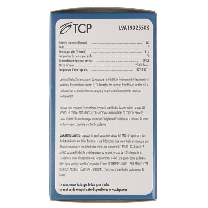TCP LED 9W A19 Dimmable 5000K (L9A19D2550K)