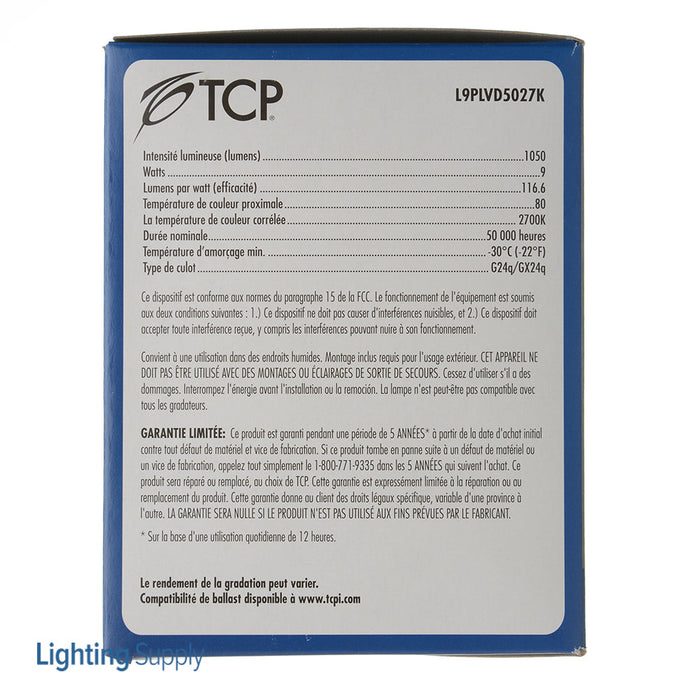 TCP LED 9W PL Vertical BR30 Dimmable 2700K (L9PLVD5027K)