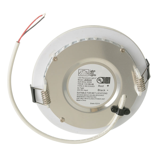Lotus LED Lights 4 Inch 24V Dimmable Round Economy 11W LED 3000K White 110 Degree 700Lm Type IC Airtight Wet Locations 80 CRI (LB4R24V/30K/WH)
