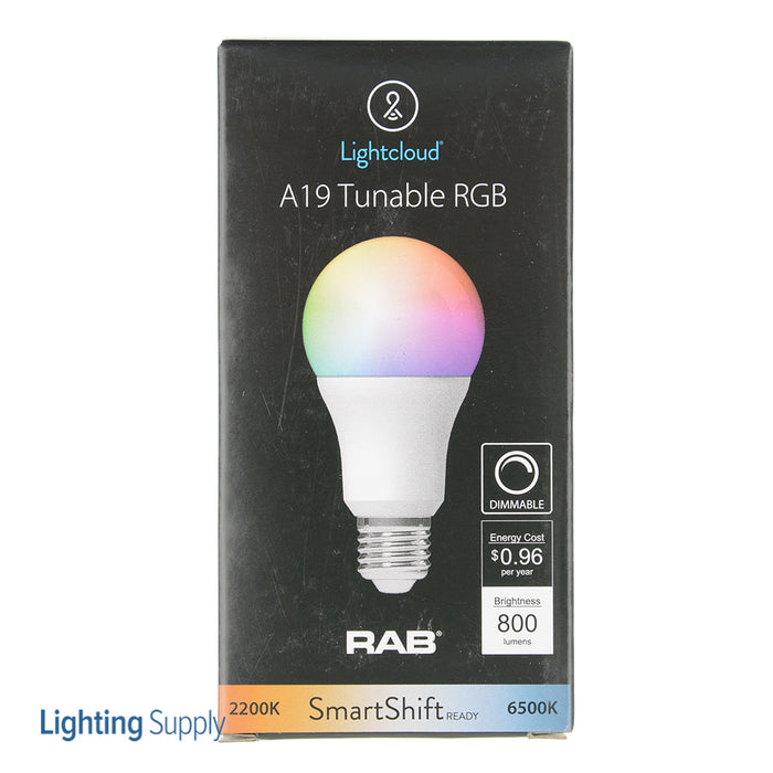 RAB LCB A19 8.8W 800Lm E26 Base 60W Equivalent 90 CRI 2700K-6500K RGB (LCBA19-9-E26-9RGB-SS)