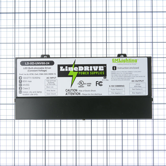 GM Lighting LineDRIVE XD 24VDC Electronic LED Multi-Dimmable Power Supply 60W 120V Or 277V Class 2 Multi-Dimmable (LD-XD-UNV60-24)