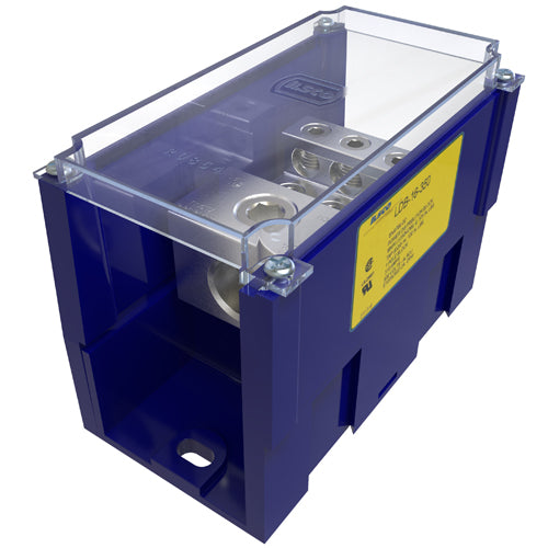 ILSCO Snapbloc Power Distribution Block Dual Rated Line Conductor Range 350-6 Load Range 2/0-14 1 Port Per Pole Line Side 6 Ports Per Pole Load Side 1-Pole With Cover (LDB-16-350)